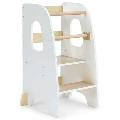 Ezebaby Toddler Kitchen Stool Helper - Adjustable Toddler Tower Kitchen Stool - Non-Slip Feet - White | Amazon (US)