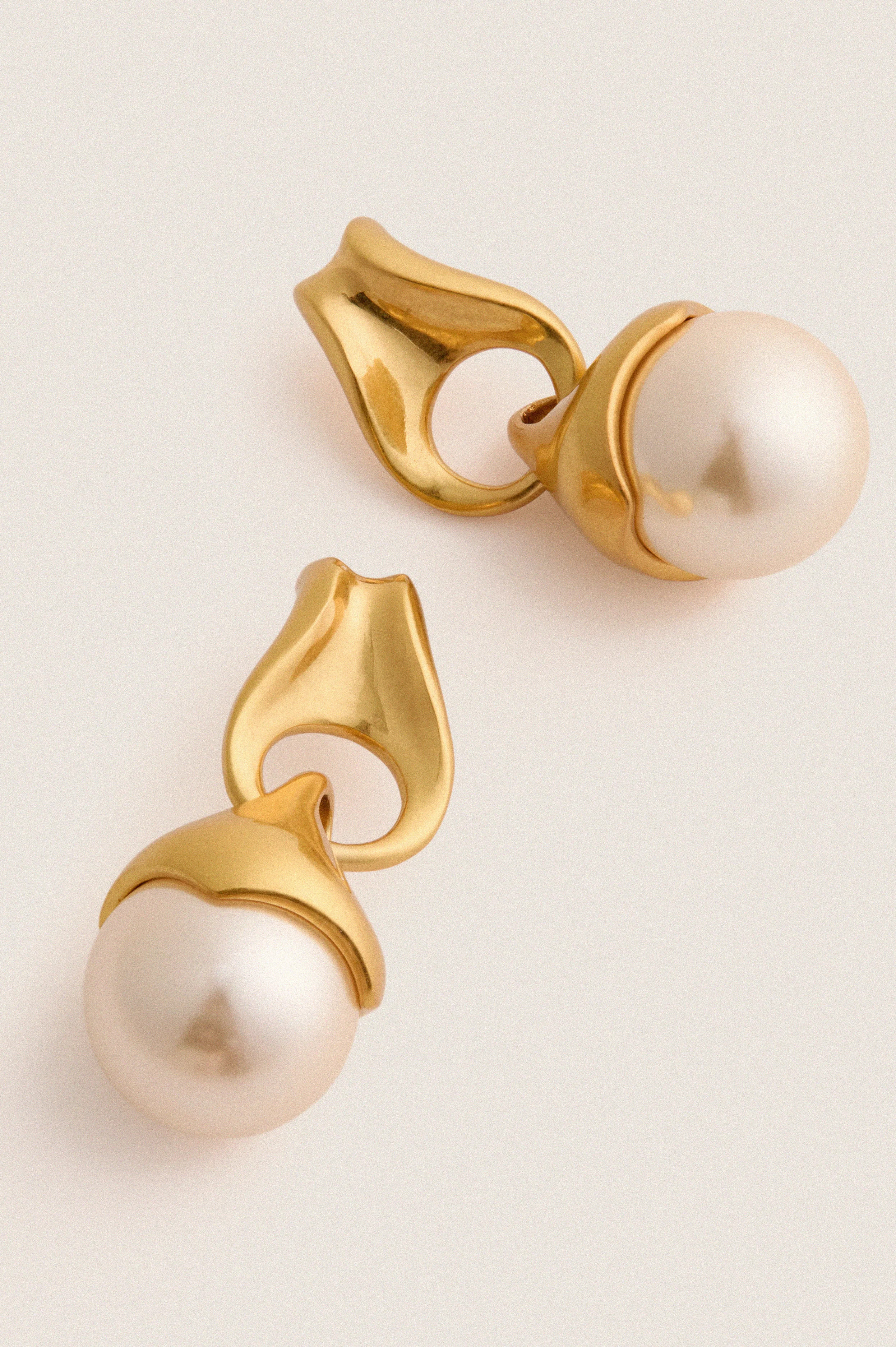 Gold and Pearl Drop Aline Earrings | Tuckernuck (US)