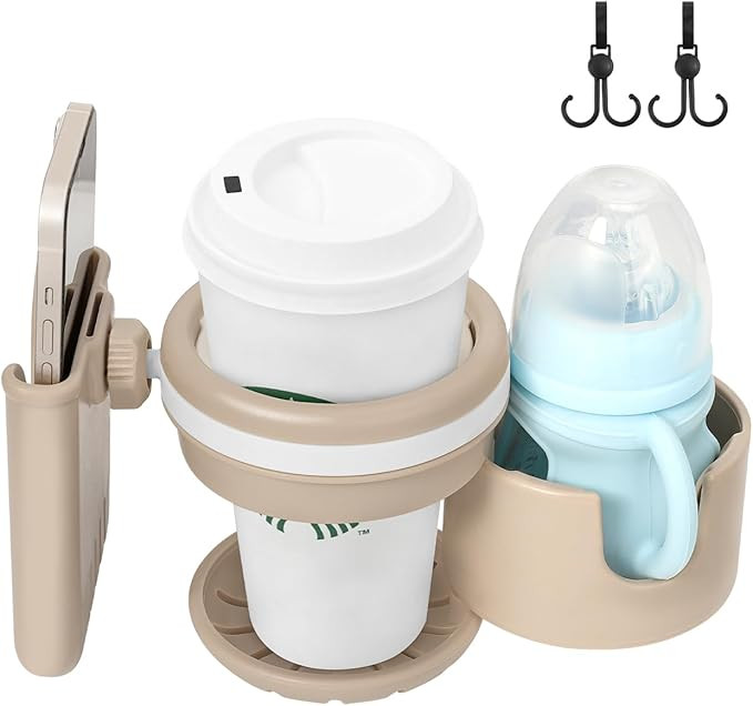 Zooawa Stroller Cup Holder with Phone Holder, 3-in-1 Removable Bottle Holder, 360 Degrees Rotatio... | Amazon (US)