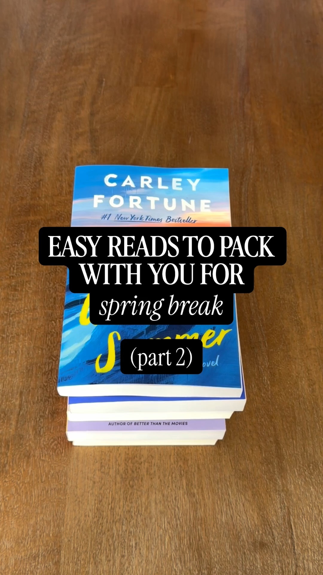 ✨EASY READS TO PACK WITH YOU FOR SPRING BREAK (part 2)✨

These are some more light reads that I had book hangover from because I was sad they were over! Comment READS for links 🔗 

1) One Golden Summer by @carleyfortune is by far her best yet! This one follows older brother Charlie  from “Every Summer After” and photographer Alice. This is the best summer escape. An easy 5⭐️

2) Funny Story by @emilyhenrywrites is such a gem. I wasn’t sure that she could top “Happy Place,” and I would say she did with this one in my eyes, but it’s still SO good. Brought together by their exes, Daphne and Miles start a fake dating scheme that makes them realize first I prepare t everything. 

3) Love and Other Words by @christinalauren was my second book of theirs and a beautiful story of childhood love and misunderstandings. Told in a “now and then” format, this book had me hooked from the get-go. 

4) The Love Hypothesis by @alihazelwood is a great option for lovers of “Lessons in Chemistry” (but way better in my opinion). Academia plays a role in this fake relationship story of Olive and Adam.

5) Nothing Like the Movies by @lynnpainter is the second book of the series with a second chance at love for Liz and Wes. I wasn’t sure this one could still deliver, but it did! Again, this young adult book had such a hold on me and the audio is a dual narration and oh so good!

6) Yours Truly by @authorabbyjimenez is probably my favorite book of hers! A relationship that starts based on writing letters and grows into so much more. Great humor in this one. Another book I couldn’t read fast enough but also didn’t want to end!

BONUS: 

#LTKTravel