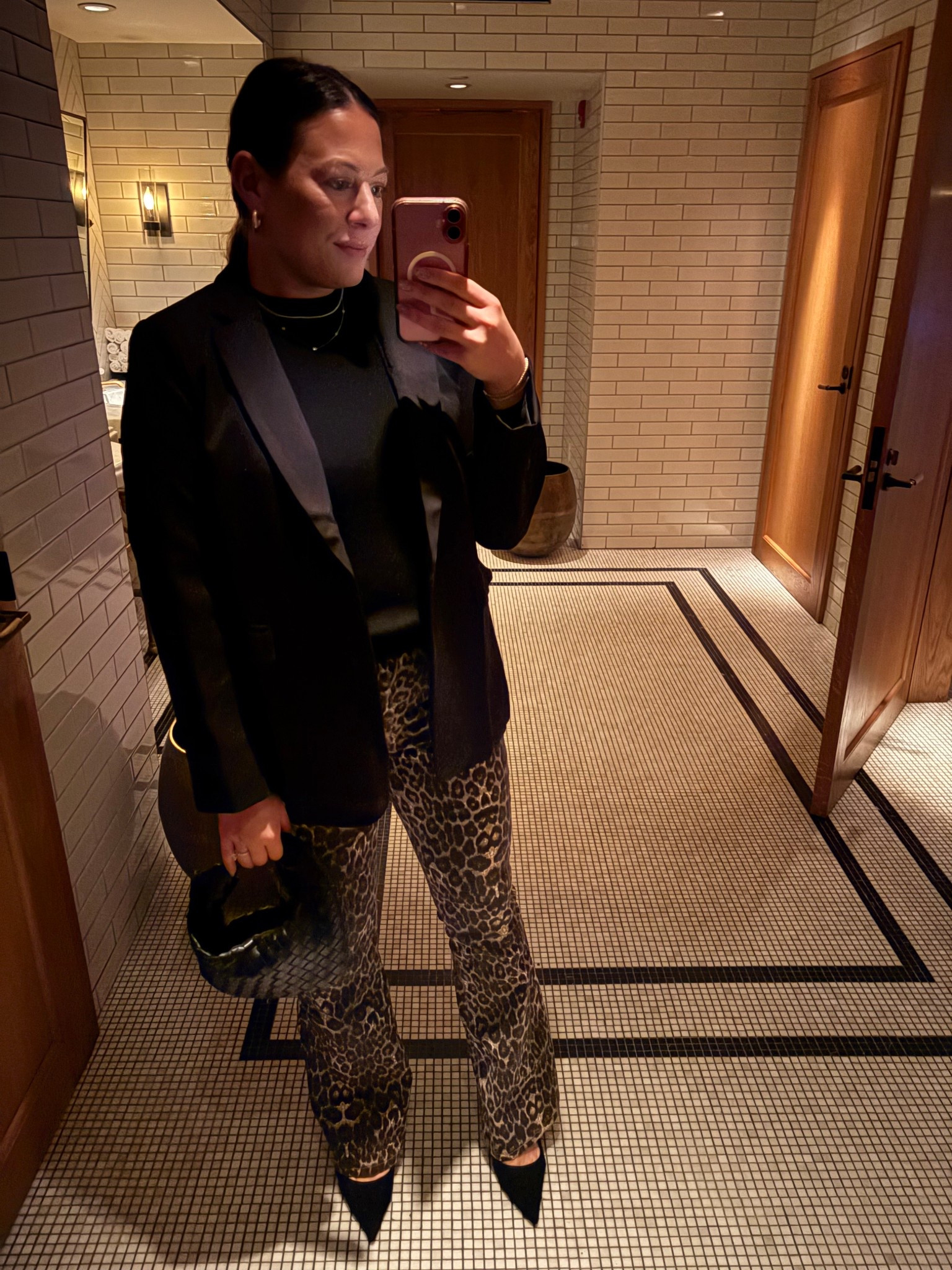Date night fit. Classic black staples with some leopard print. These pants were a great find. Went with my normal denim size. The heels are also SO comfy. 

Got the blazer oversized in a large. 

Amazon fashion / Amazon find / cheetah print / date night / going out / dinner outfit / kitten heels 

#LTKSaleAlert #LTKHoliday #LTKFindsUnder50