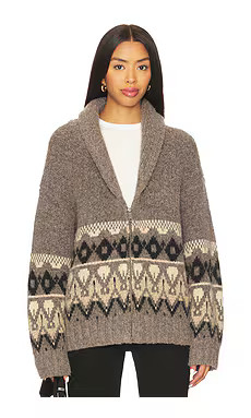 Joe's Jeans Inga Fairisle Cardigan in Charcoal Brown from Revolve.com | Revolve Clothing (Global)