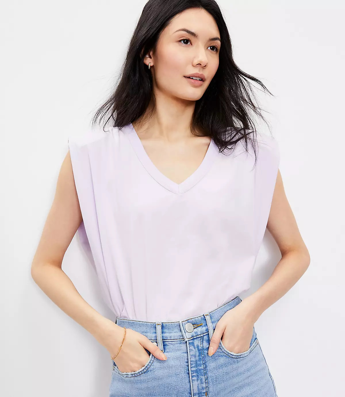 Oversized V-Neck Muscle Tee | LOFT | LOFT