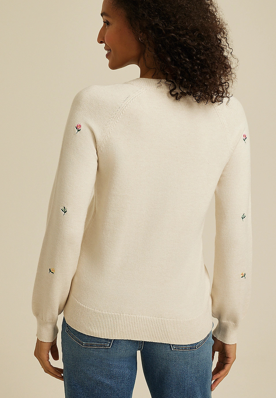 Floral Embroidered Button Front Cardigan | Maurices