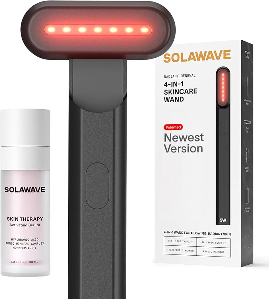 Solawave 4-in-1 Radiant Renewal Facial Wand & Skin Therapy Serum Bundle | Red Light Therapy for F... | Amazon (US)