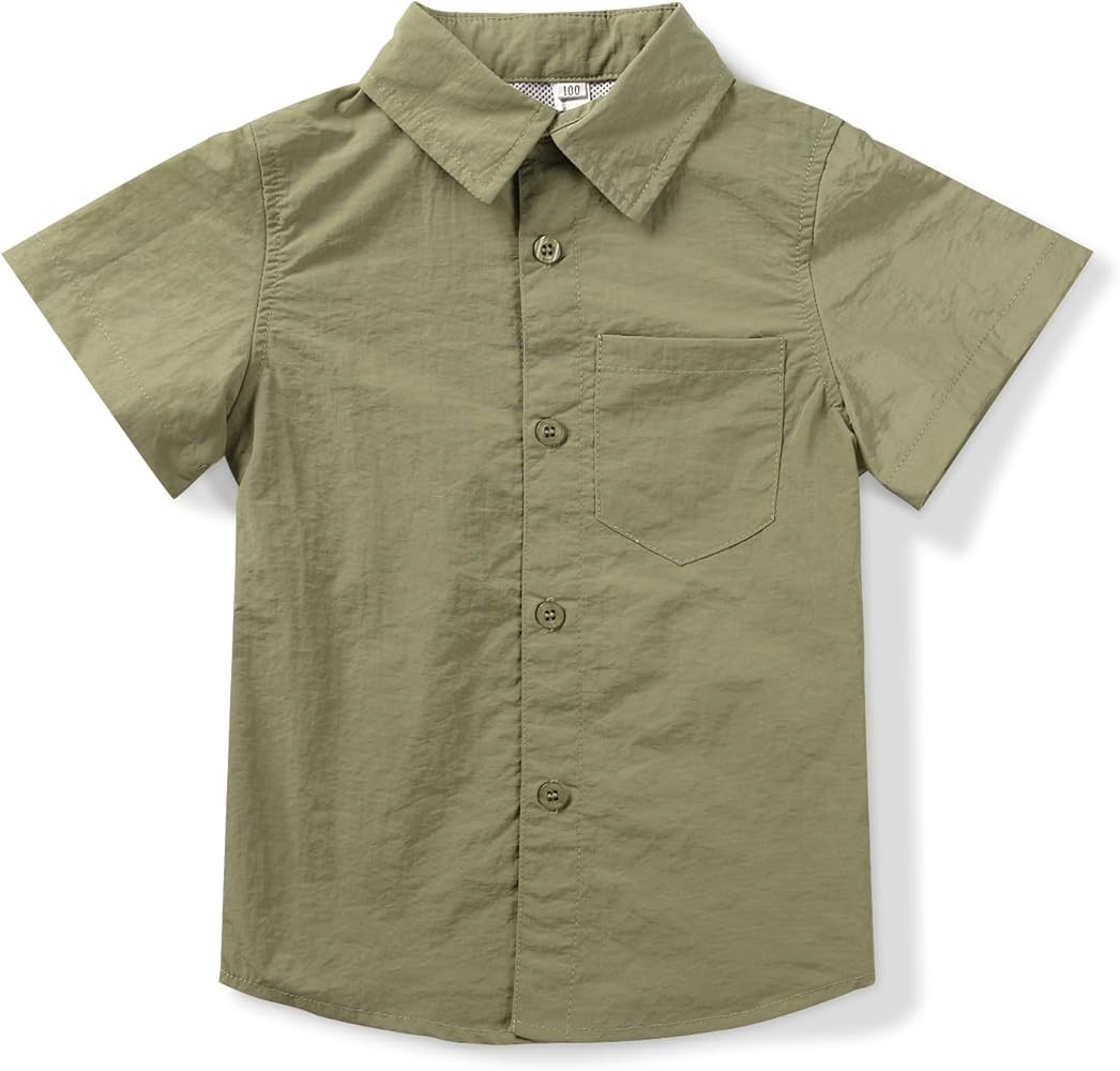 Boys' Button Down Short Sleeve Fishing Shirt Quick-Dry UV Sun Protection Outdoor Tops | Amazon (US)