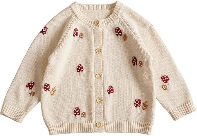 Baby Girls Knitted Cardigan Sweater Crewneck Knit Crochet Button Closure Cardigan Tops Coat Outwe... | Amazon (US)