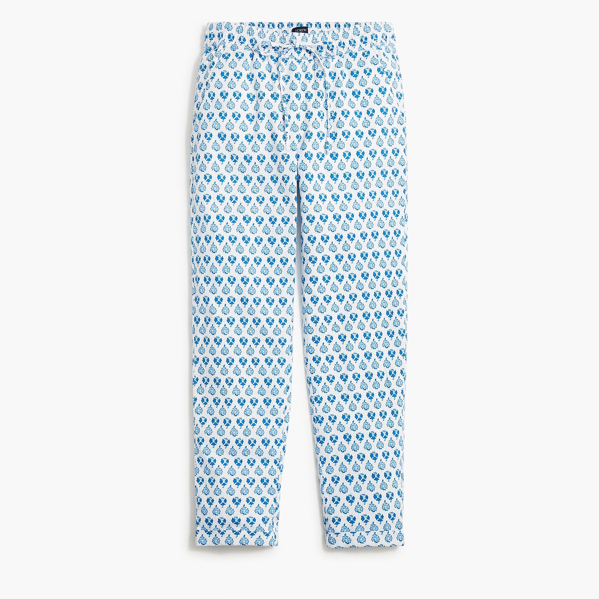 Linen-cotton drawstring pant in block print | J.Crew Factory