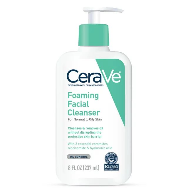 CeraVe Foaming Facial Cleanser, Daily Face Wash for Normal to Oily Skin, 8 fl oz. | Walmart (US)