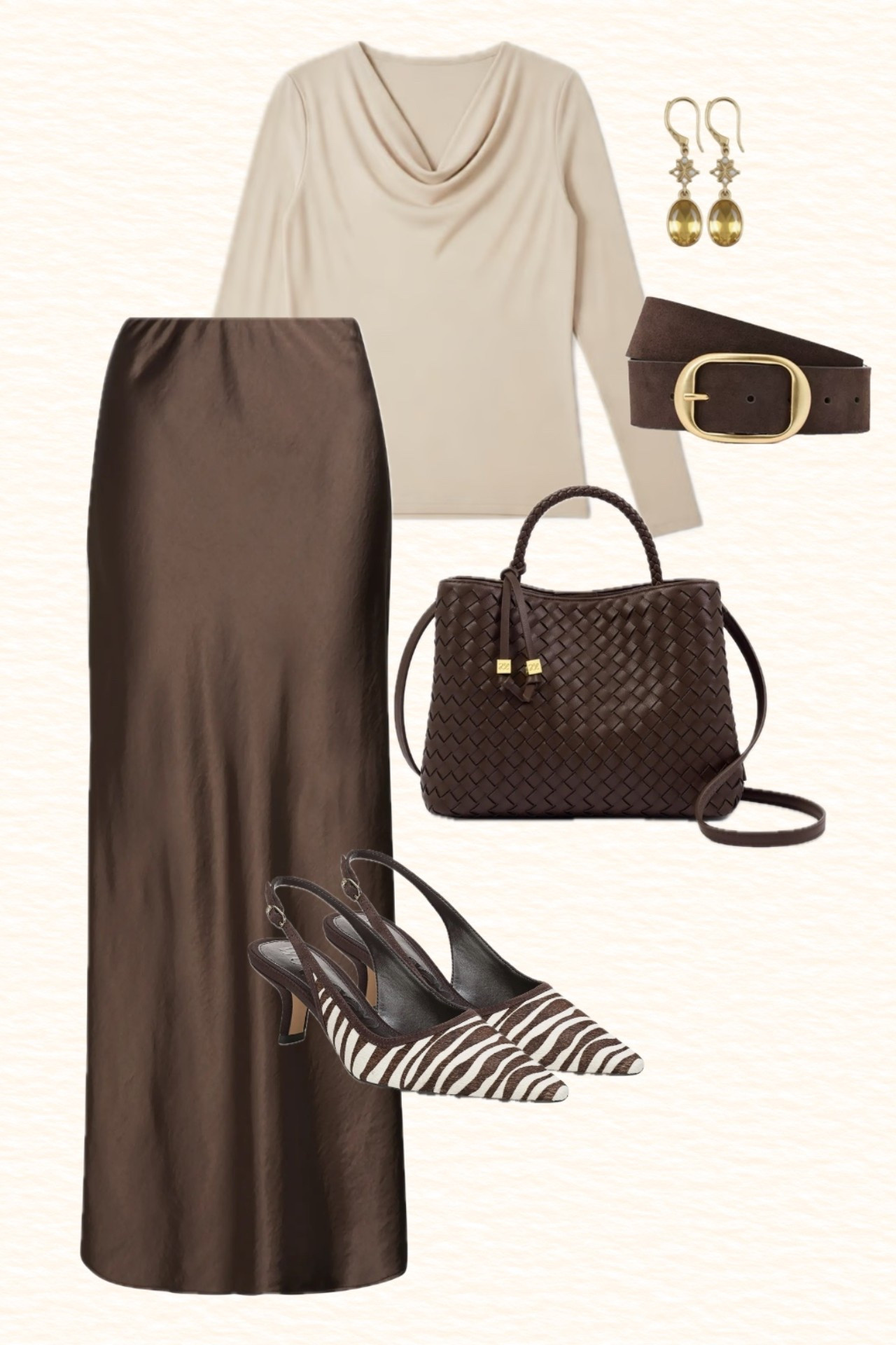 Dressy fall outfit with a sleek silk skirt, sweater top, suede belt, statement shoes, and brown bag. Perfect for a work event, family party, or fall outing.

#LTKootd #LTKWorkwear #LTKSeasonal