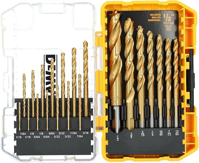 DEWALT Titanium Nitride Coated Drill Bit Set, Pilot Point, 21-Piece (DW1361) | Amazon (US)