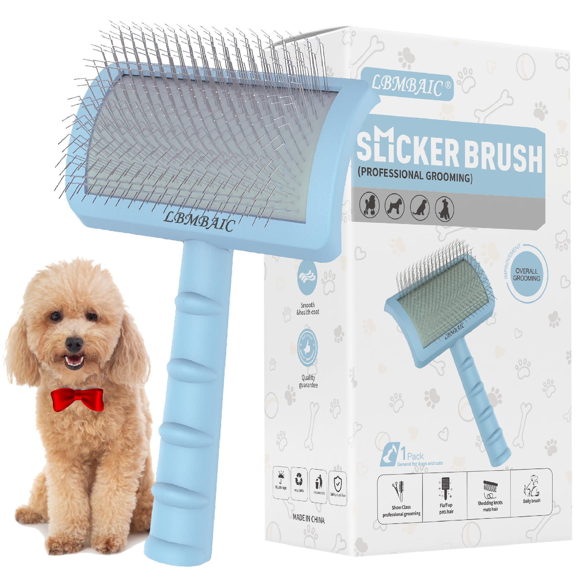 Slicker Brush for Poodles and Goldendoodles - Curved Brush for Thick, Fluffy, Shedding Fur on Dog... | Amazon (US)