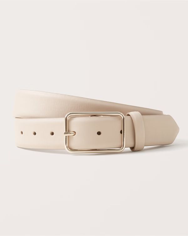 Bone Leather Rectangle Belt | Abercrombie & Fitch (US)
