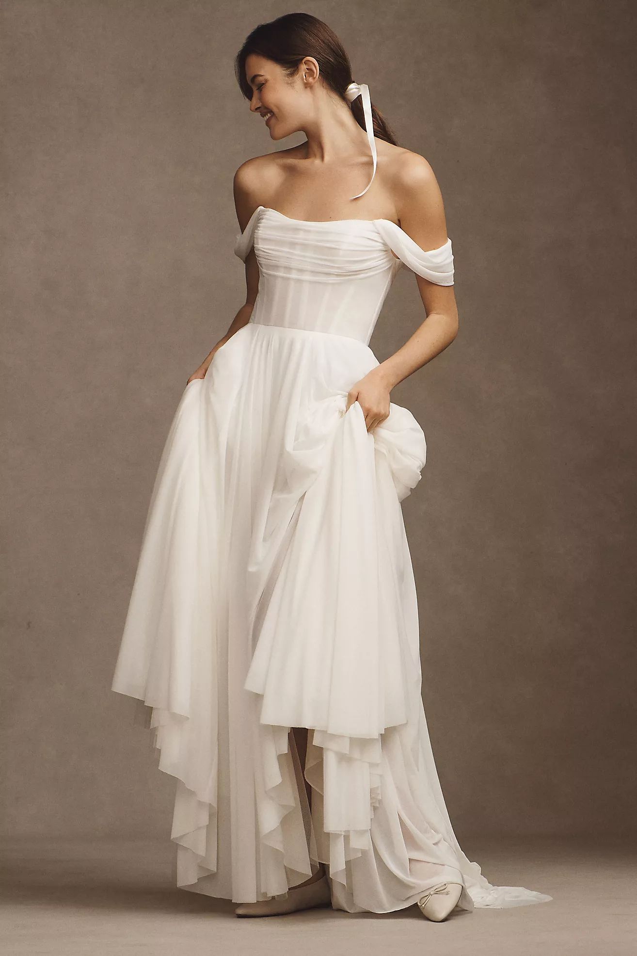 Wtoo by Watters Keala Ruched Corset Wedding Gown | Anthropologie (US)