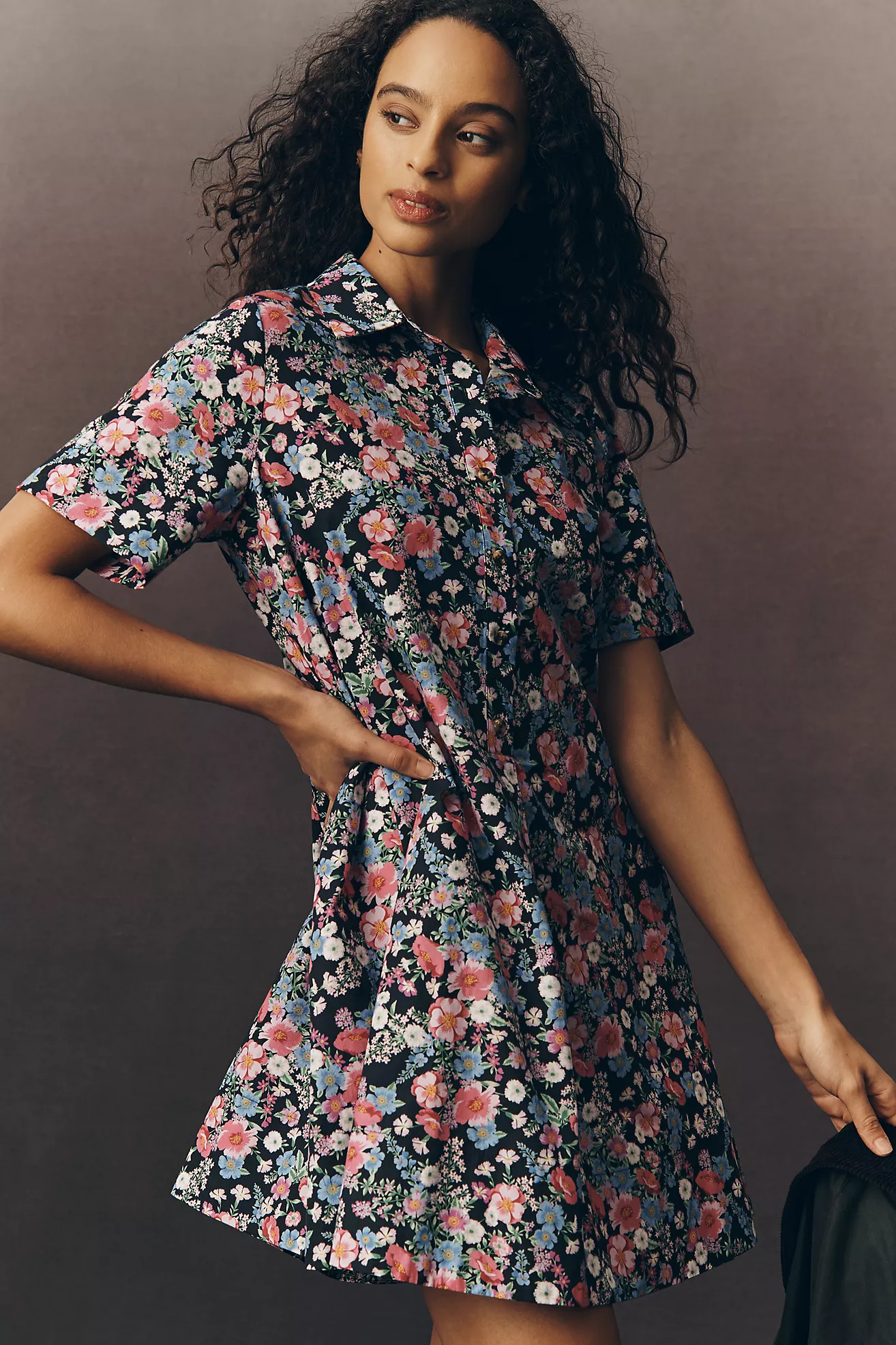The Pollie Short-Sleeve Swing Tunic Mini Dress | Anthropologie (US)