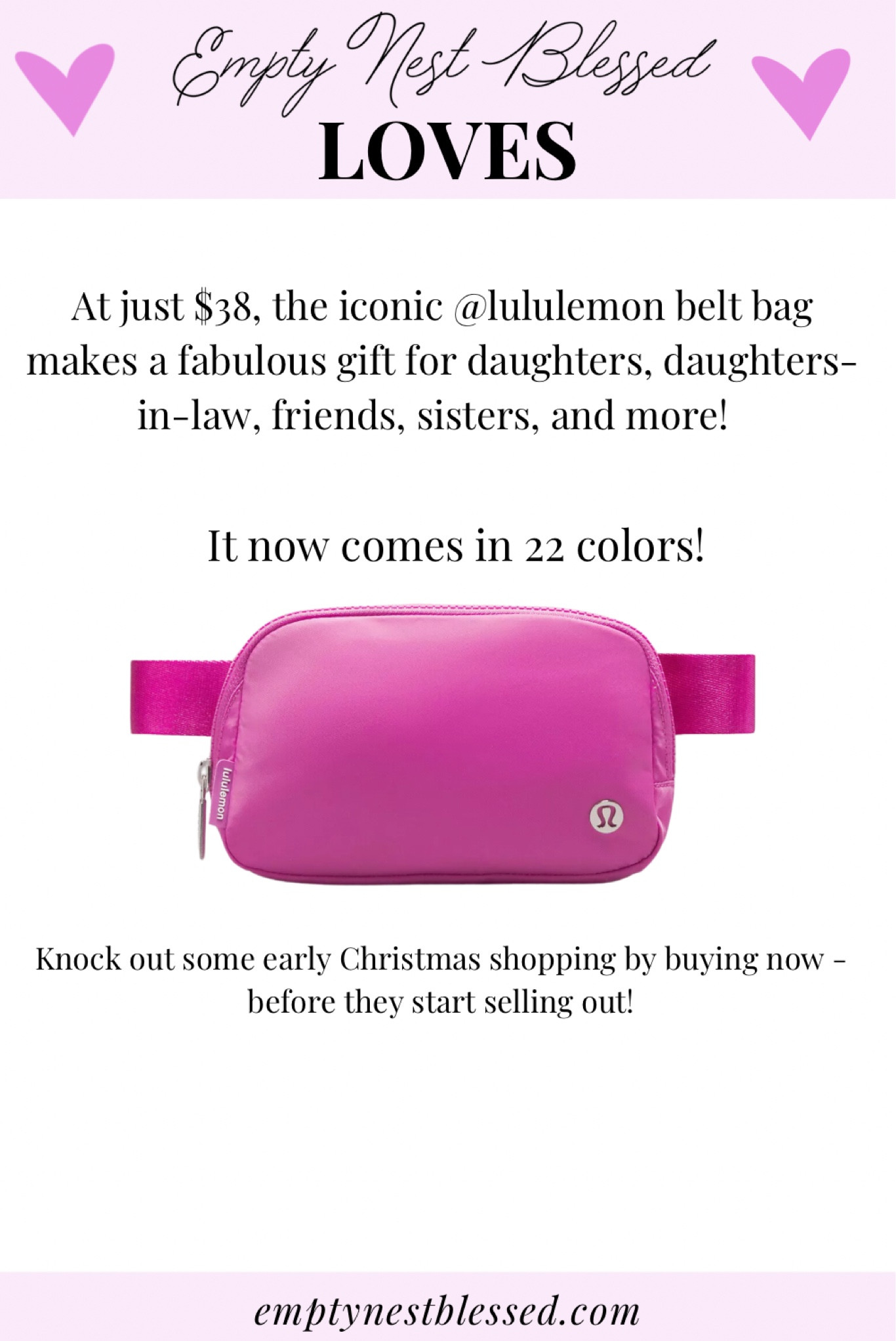 Then Lululemon belt bag is still just $38 and it now comes in 22 colors! 

It makes a fabulous gift for women of any age!

#LTKFitness #LTKFindsUnder50 #LTKActive