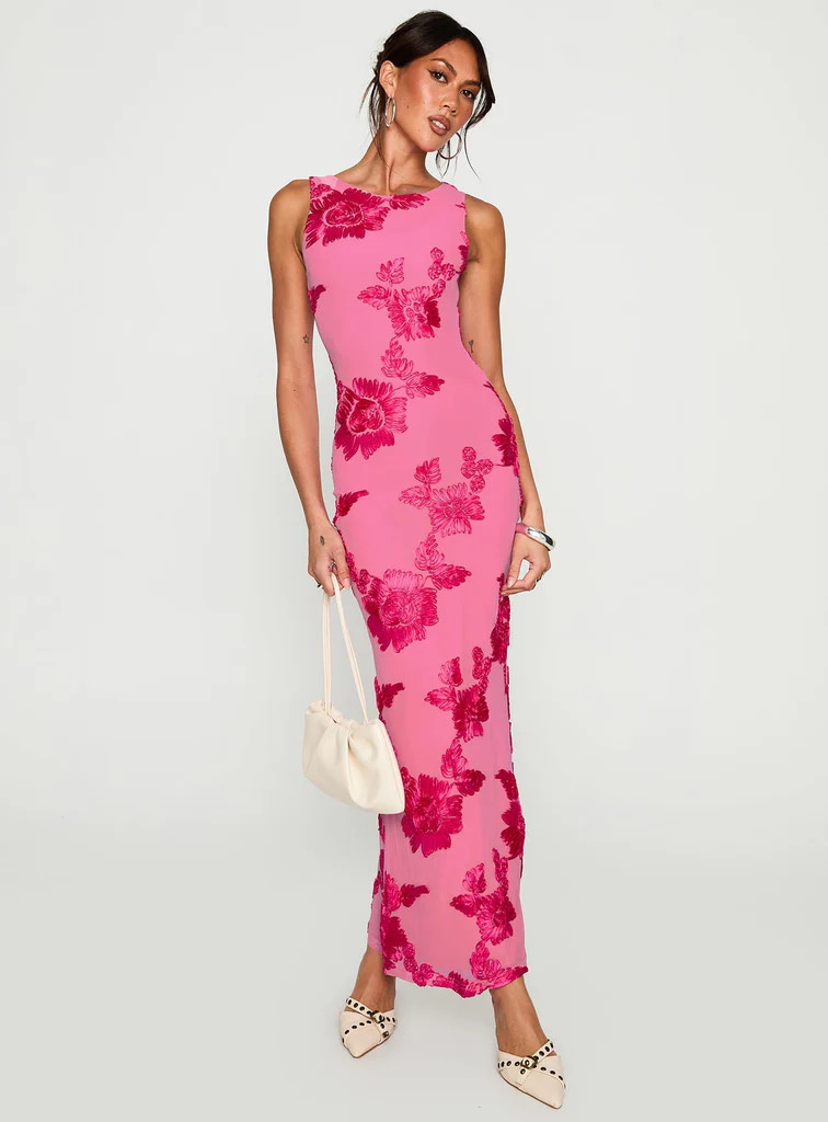 Fionna Floral Maxi Dress Pink | Princess Polly US
