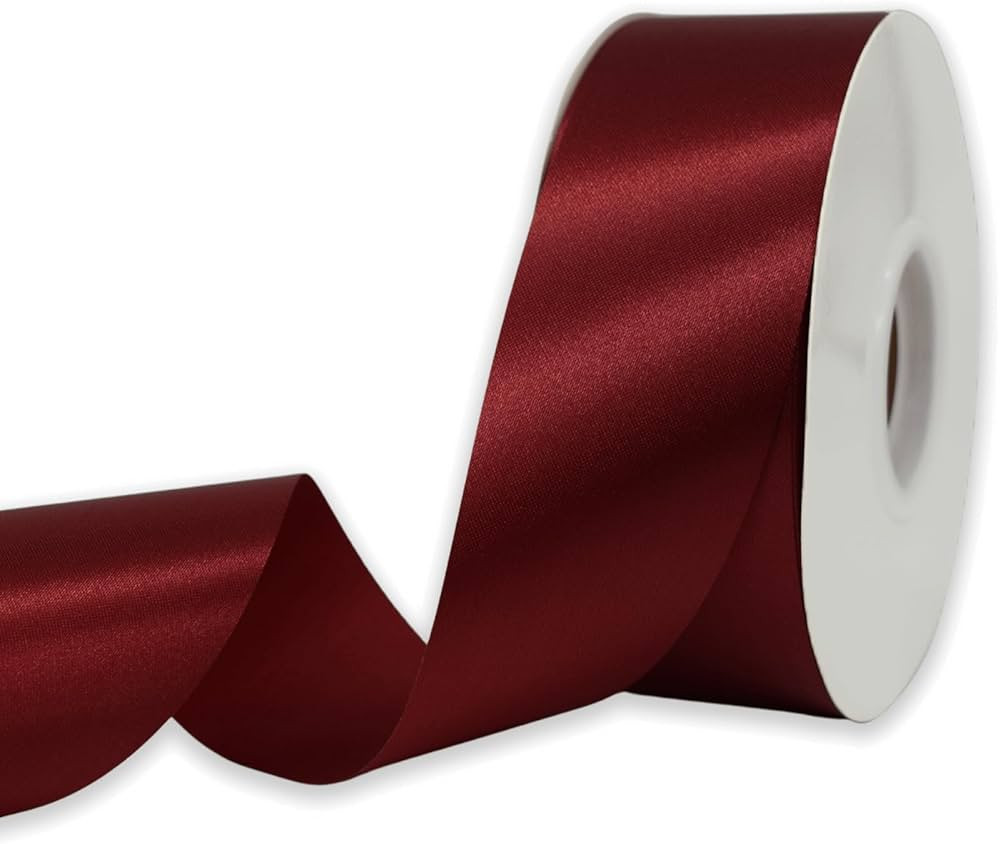 Burgundy Ribbon 1-1/2 Inch x 50 Yards Satin Ribbon Single Face Ribbon for Crafts Gift Wrapping Fl... | Amazon (US)