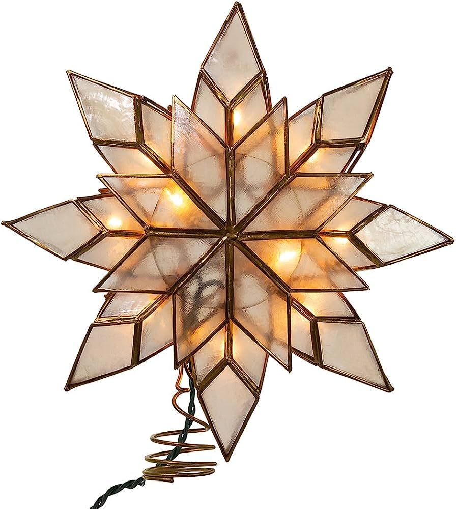 Kurt Adler 8.5-Inch Capiz Star Tree Topper with 10 Clear Lights and 1 Spare Bulb | Amazon (US)