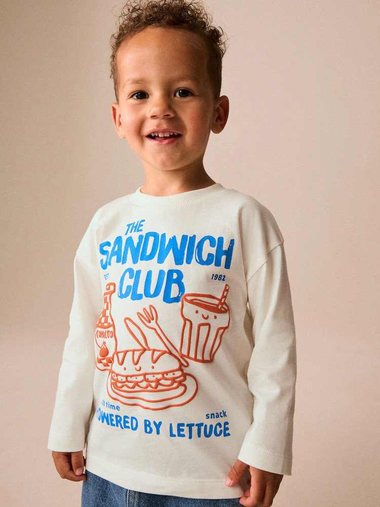 White Sandwich Club Long Sleeve Graphic T-Shirt (3mths-7yrs) | Next US