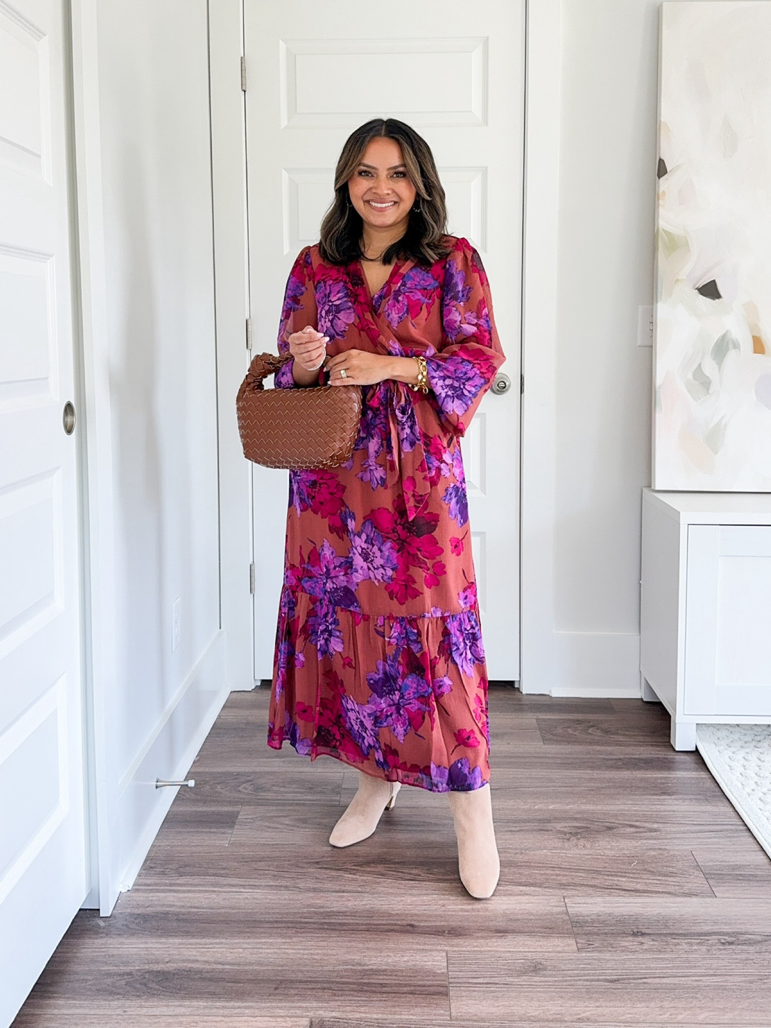 Floral maxi dress size XS - A little big in the bust on me 
Tan boots size 5.5 TTS

Teacher Outfits 
Fall Outfits 
Back to school 
Work Outfit 
Workwear 
Office Outfits 

Honey Sweet Petite 
Honeysweetpetite 

#LTKStyleTip #LTKWorkwear #LTKBacktoSchool