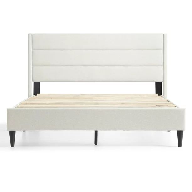 Rest Haven Renton Upholstered Channeled Platform Bed, Queen, Cream | Walmart (US)