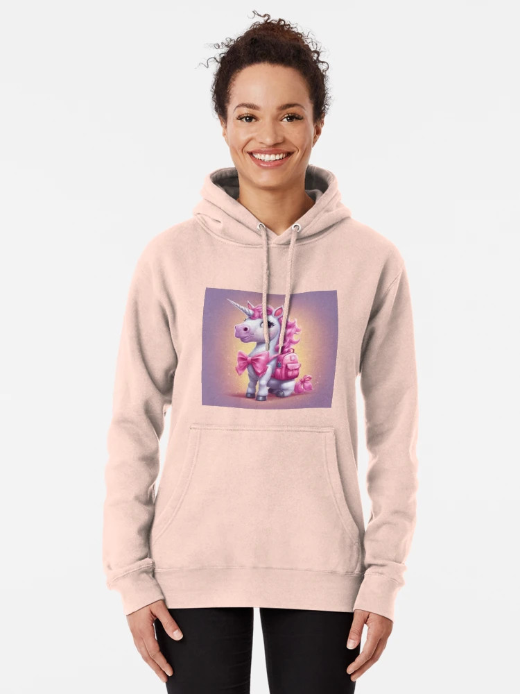 Unicorn with a pink backpack  Pullover Hoodie | Redbubble (US)