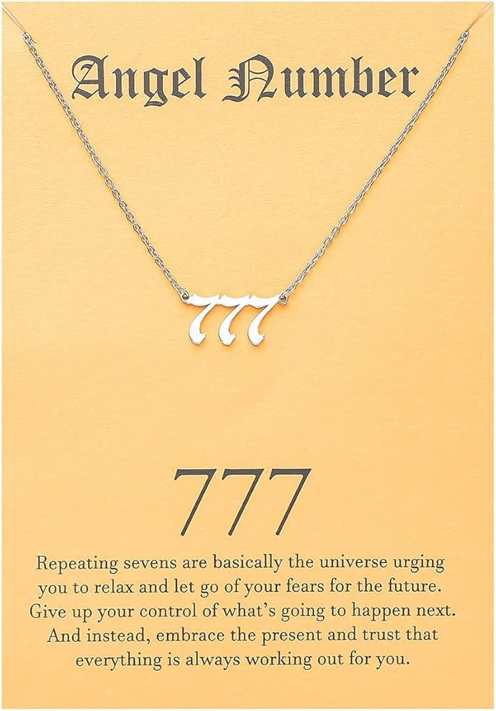 Tasunom Old English Angel & Number Necklace Numerology Jewelry for Women 18K Gold Plated Stainles... | Amazon (US)