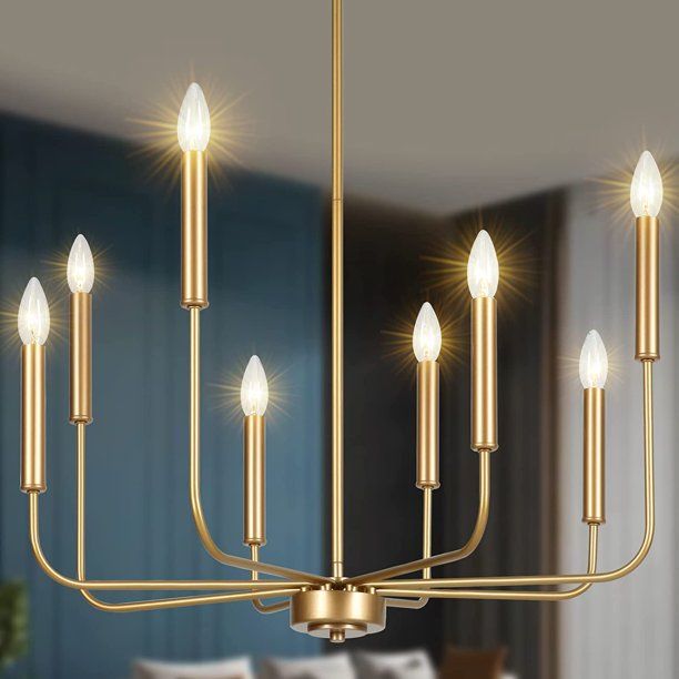 MANXING Gold Chandelier 8-Light Farmhouse Chandelier Modern Brass Candle Chandeliers for Dining R... | Walmart (US)