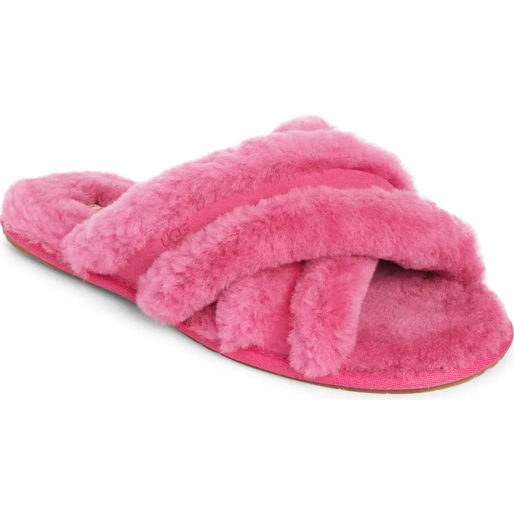 UGG® Scuffita Genuine Shearling Slide Slipper in Dark Peony at Nordstrom Rack, Size 9 | Nordstrom Rack