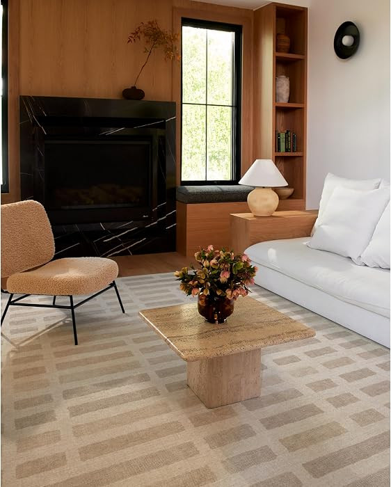 RUGGABLE Machine Washable Area Rug – Founders Laine Ivory & Natural 9x12, Stain-Resistant, Non-... | Amazon (US)