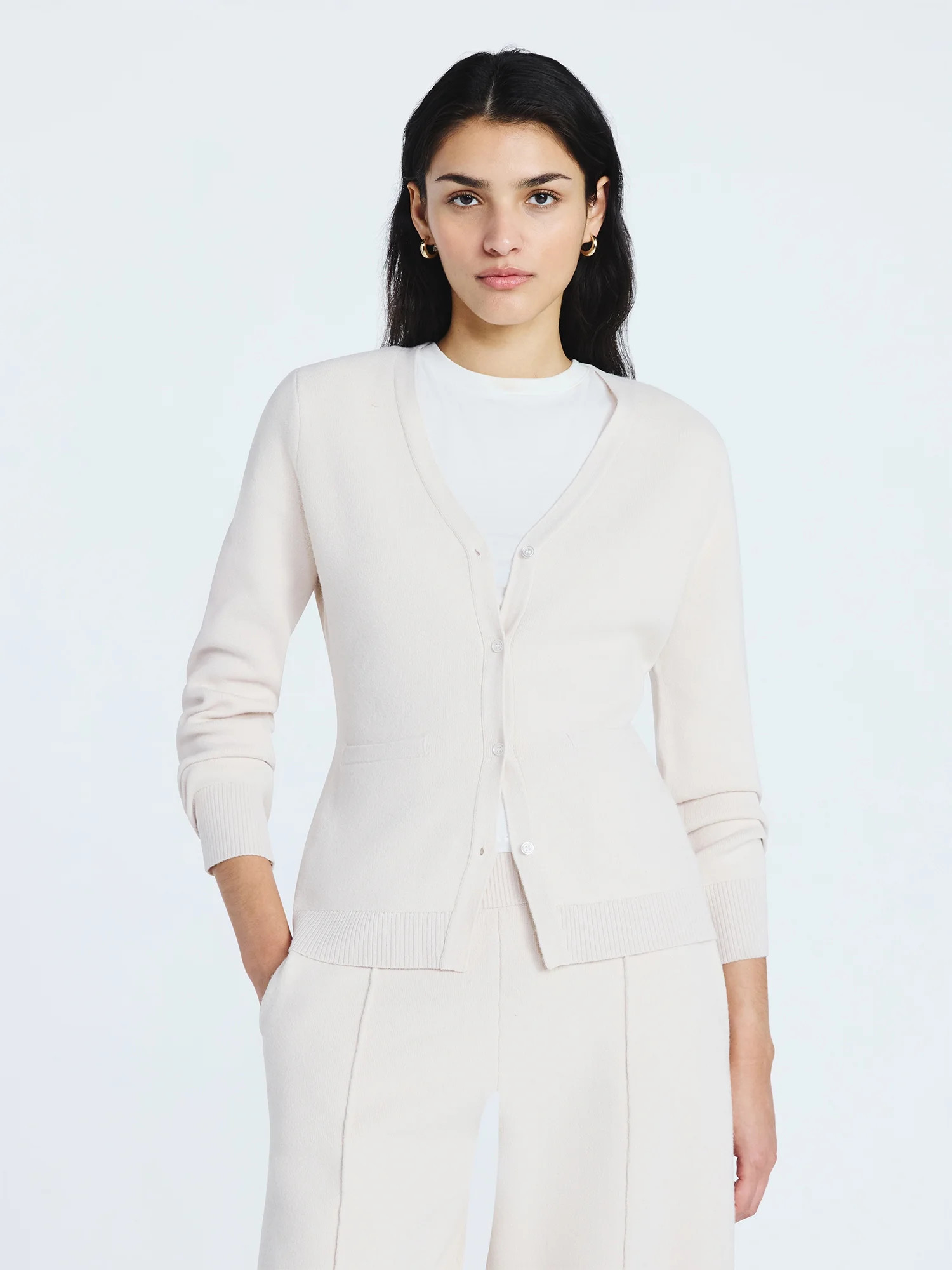 Scoop Women’s V Neck Cardigan Sweater with Long Sleeves, Lightweight, Sizes XS-XXL | Walmart (US)