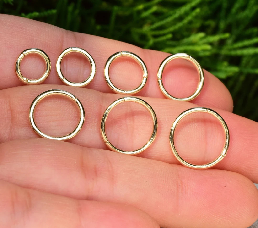 14K Solid Gold Hinged Clicker Hoop Huggie Hoop Cartilage Earring Conch Hoop Helix Hoop Nose Hoop ... | Etsy (US)