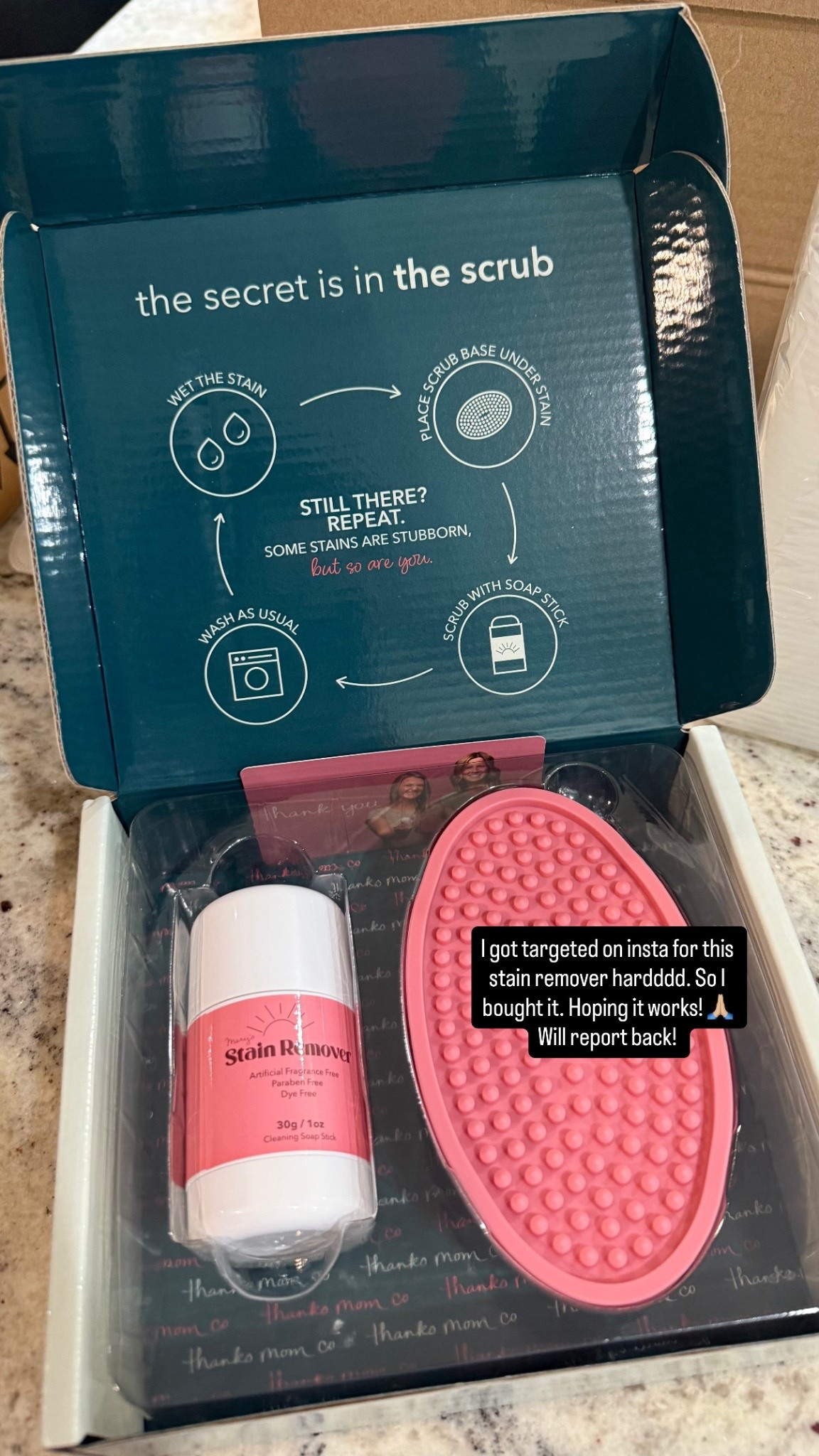 Mary's Stain Remover... artificial fragrance free, paraben free and dye free. Let's see if it works!! 

#LTKHome #LTKFamily #LTKOver40