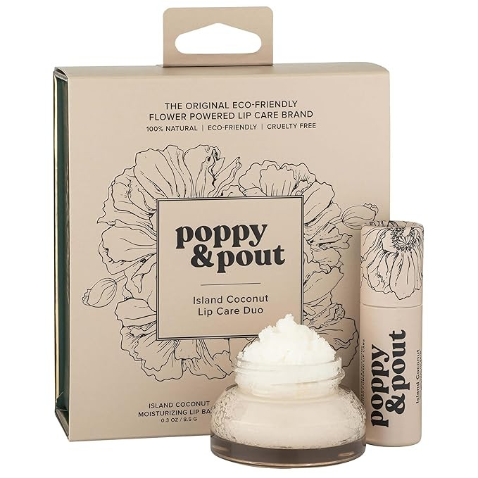 Poppy & Pout Lip Care Set | Lip Balm & Scrub | Sustainable Cardboard Tubes & Glass Jars, All Natu... | Amazon (US)