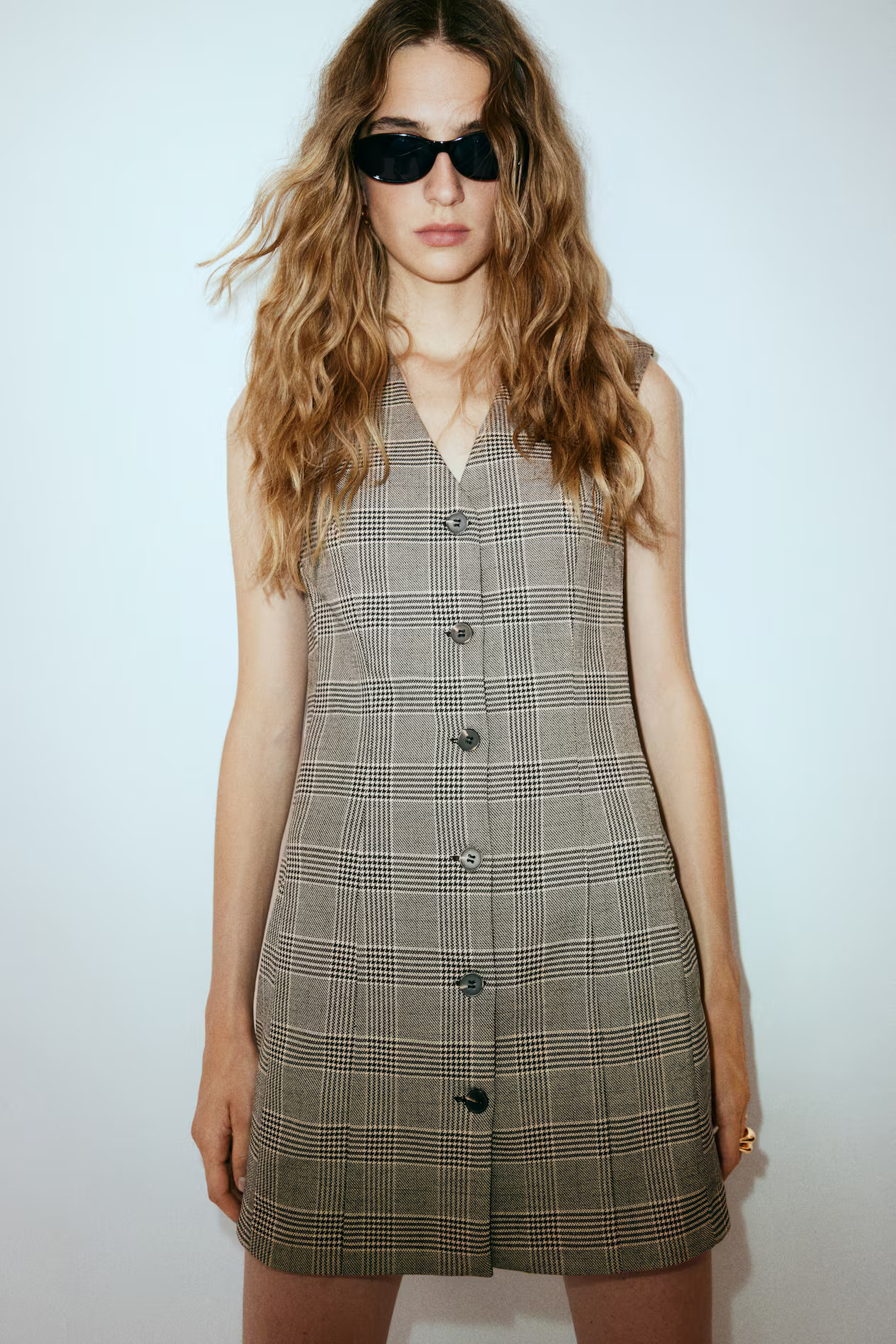 Shoulder-Pad Dress - Black/plaid - Ladies | H&M US | H&M (US + CA)