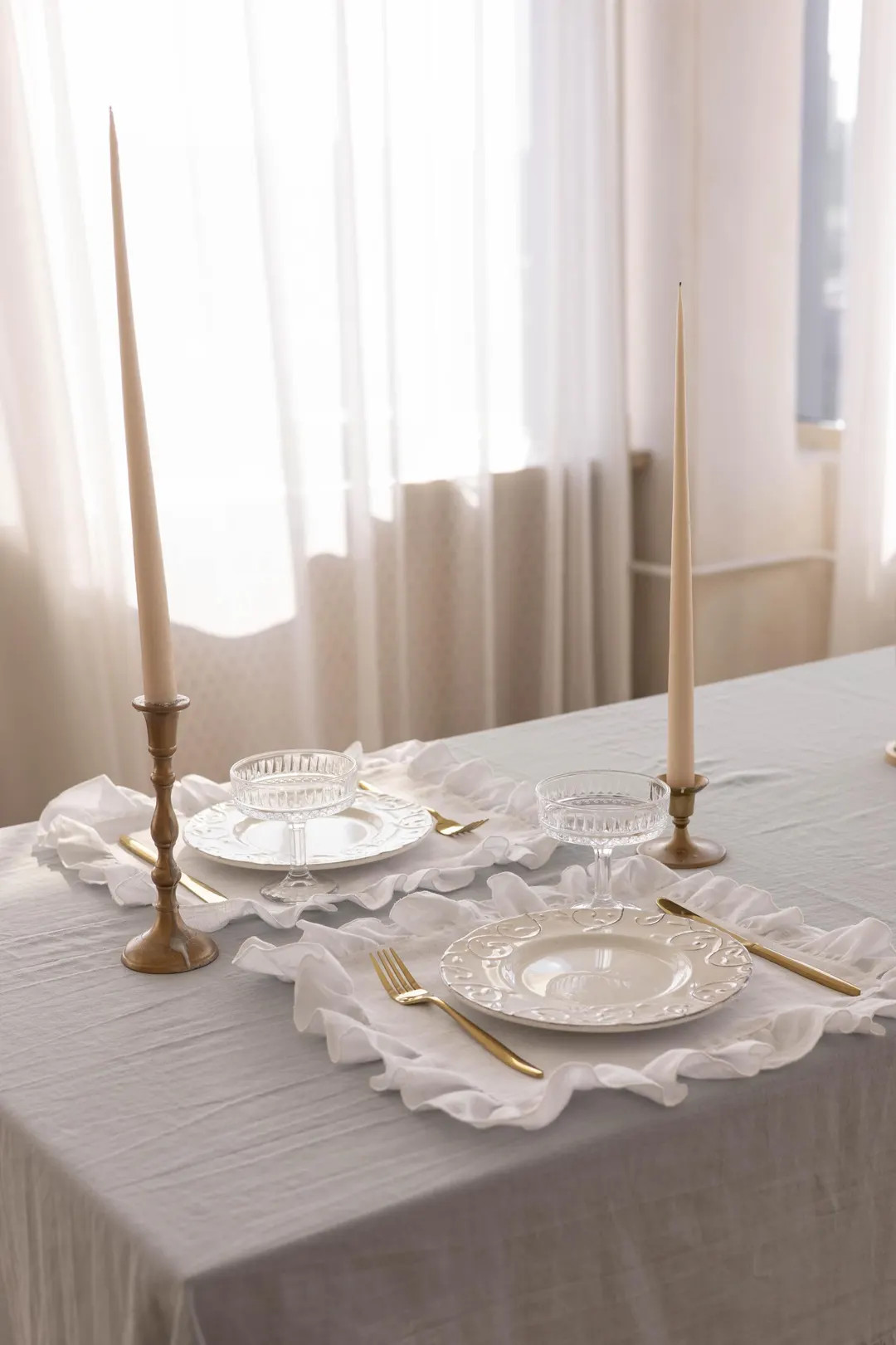 Ruffled Linen Placemat – Rustic Farmhouse Table Decor | Natural Linen Charger | Wedding & Home ... | Etsy (US)