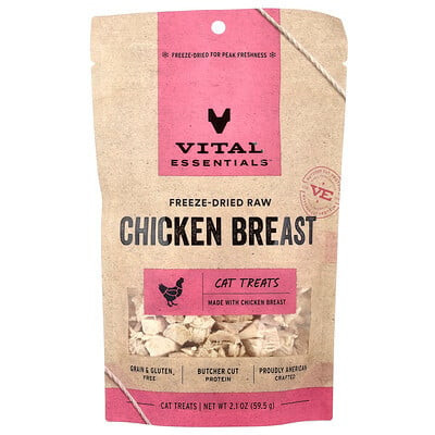 Vital Essentials, Freeze-Dried Raw Cat Treats, Chicken Breast, 2.1 oz (59.5 g) | iHerb