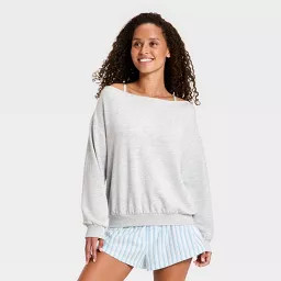 Women's Off-The-Shoulder PeachySoft Fleece Crewneck Sweatshirt - Wild Fable\u2122 Gray L | Target