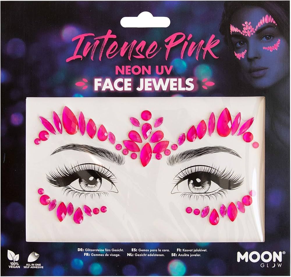 Neon UV Face Jewels by Moon Glow - Festival Face Body Gems, Crystal Make up Eye Glitter Stickers,... | Amazon (US)