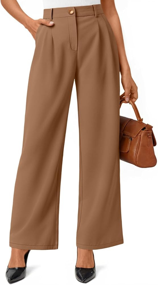 AUTOMET Womens Wide Leg Dress Pants Business Casual Work Outfits | Amazon (US)