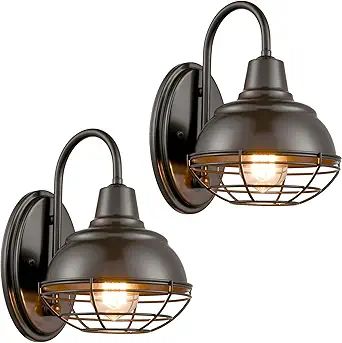 DIRYZON EUL Vintage Gooseneck Barn Light Indoor/Outdoor Wall Sconces Oil Rubbed Bronze Set of 2 | Amazon (US)