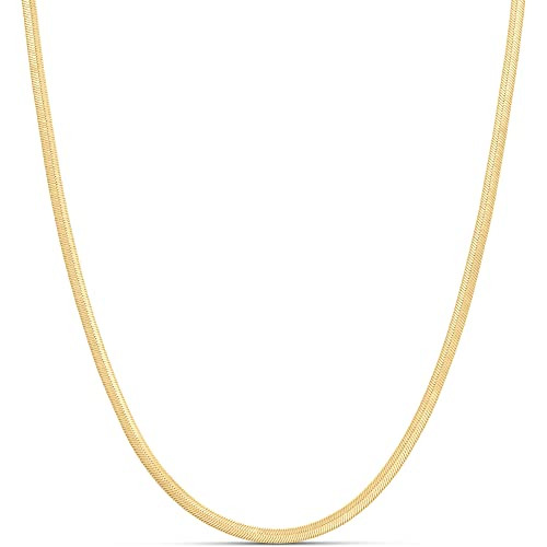 Amazon Essentials 14K Gold Plated Herringbone Chain 16", Yellow 14K Gold | Amazon (US)