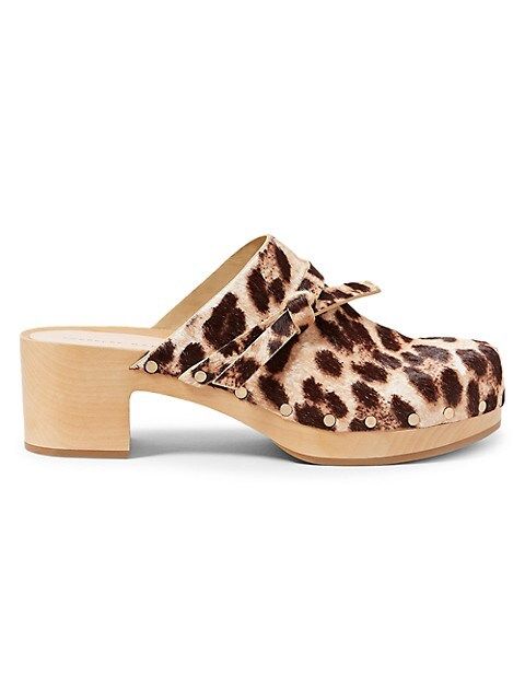 Roberta Leopard-Print Calf-Hair Clogs | Saks Fifth Avenue