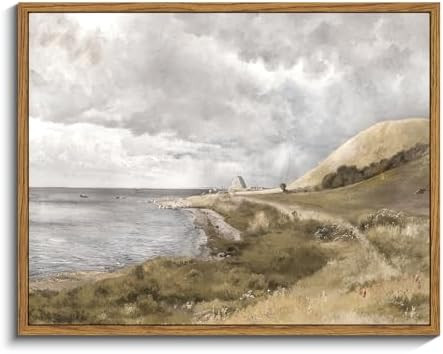 InSimSea Framed Canvas Wall Art Vintage Decor, Coastal Wall Art Seaside Landscape Paintings, Rust... | Amazon (US)