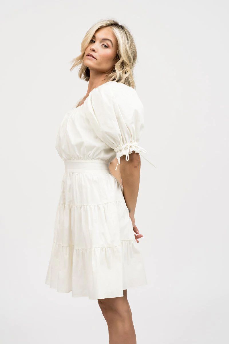Puff Sleeve Dress - Ivory | Rachel Parcell