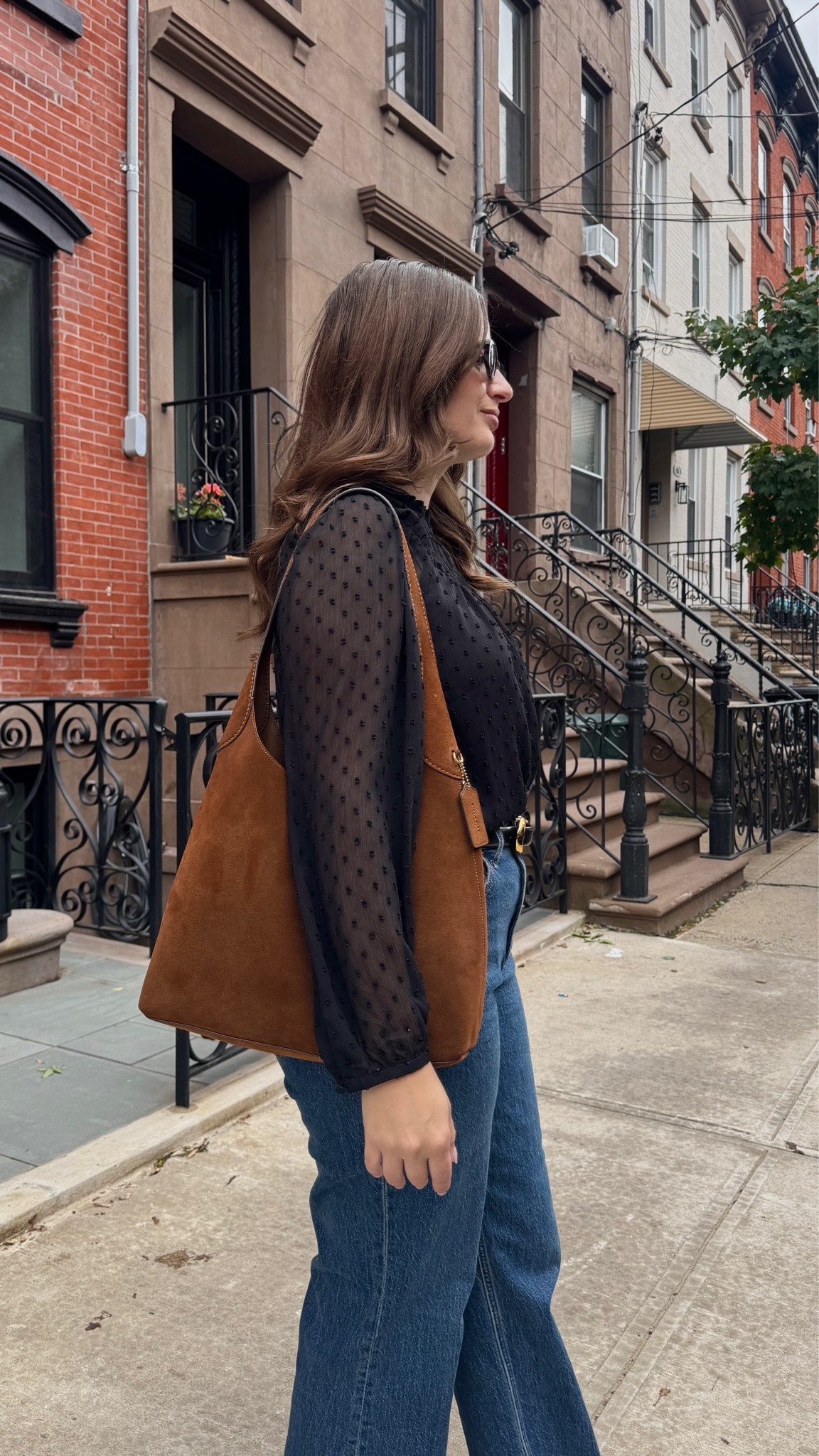 The perfect fall bag—the Coach Brooklyn bag 34 (large size) I went for suede in the maple/brass combo I love how it warms up every outfit and it carries a lot.

#LTKootd #LTKWorkwear