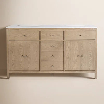 Celine 60 in Double Sink Bathroom Vanity with Quartz Top | Wayfair North America