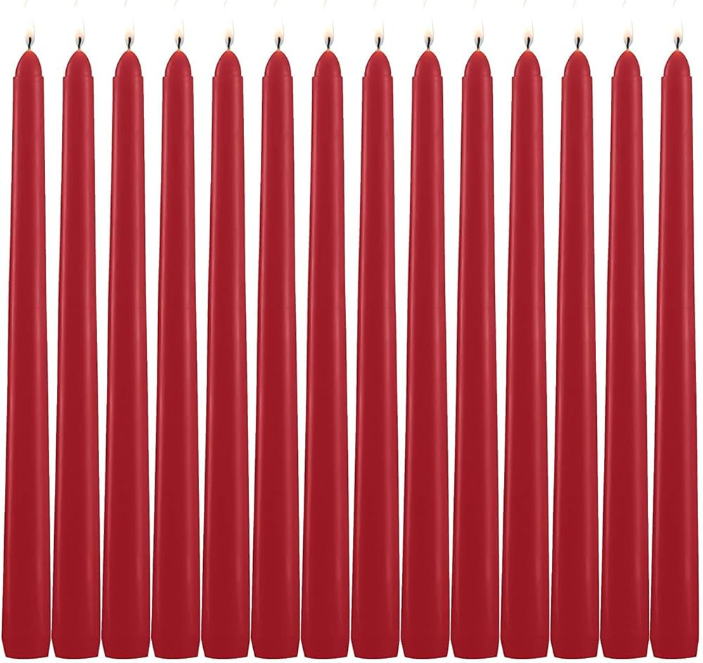 HELLY 14 Pack Tall Red Taper Candles - 10 Inch Red Dripless, Unscented Dinner Candle - Paraffin W... | Amazon (US)