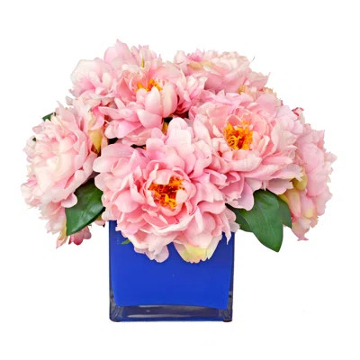 Peony in Navy Glass Vessel | Wayfair North America
